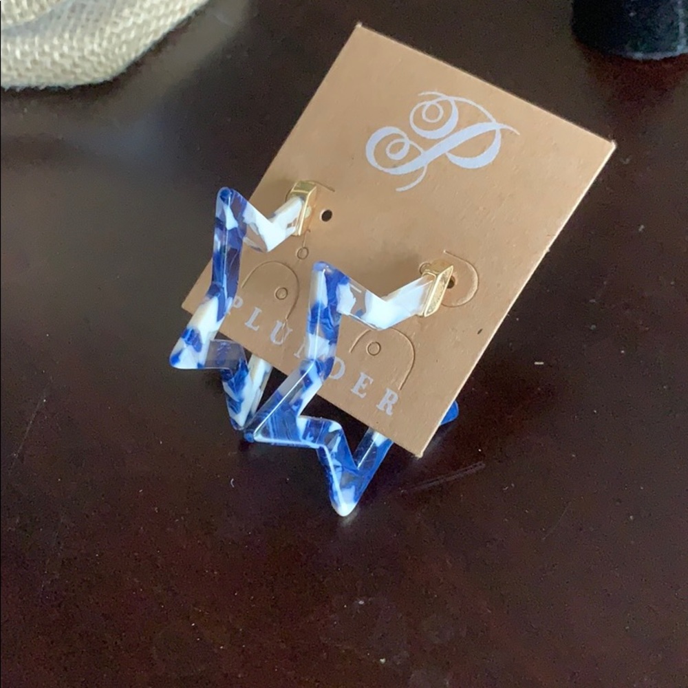 Plunder blue star hoop earrings